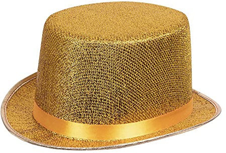 Boland - Hut, glänzender Zylinder, flache Hutkrempe, Karneval, Halloween, Fasching, Mottoparty, Kostüm, Accessoire, Theater, Verkleidung, Gold
