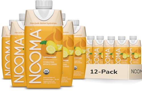 NOOMA - Hydrating Sports Drink - Electrolyte Drink with Organic Coconut Water - Organic & No Added Sugars - Rapid Hydration - 30 Calories & 505mg Electrolytes - Lemonade - 12 Pack (16.9oz each)