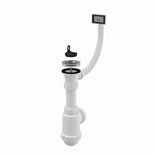 Spültisch Siphon mit Überlauf Rostfreies Gitter DN 70 Universal DN40/50 Ablaufgarnitur Ablauf Spülbecken Spüle