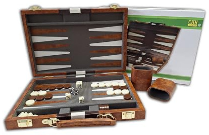 CHH 18 Brown and White Backgammon Set