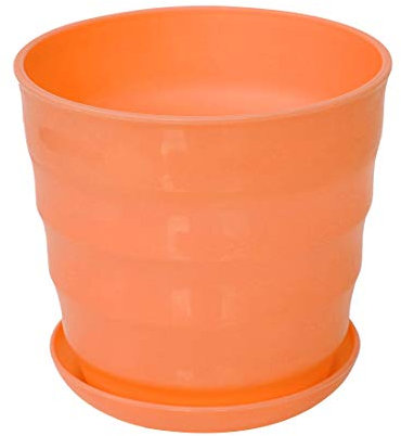sourcing map Sourcingmap Maceta Naranja de 13cm de diámetro Redonda Mesa de plástico Suelo Soporte de siembra