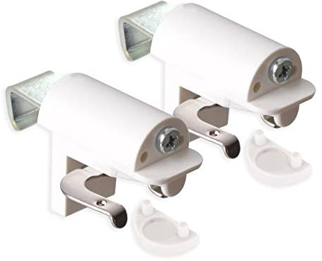 KLEMMFLEX Klemmhalter für Jalousien, Jalousie Halterung ohne Bohren, zum Klemmen, 2 Stück, Weiss, Stabiler Klemmträger mit Metallbügel, verstellbar von 4-25 mm, für Fenster und Balkontüren