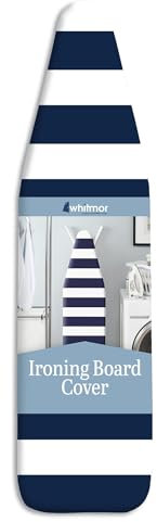 Whitmor 6880-100-STRNAVY, brennfester, gepolsterter Standard-Bügelbrettbezug,137 x 38 cm, gestreift in Marineblau