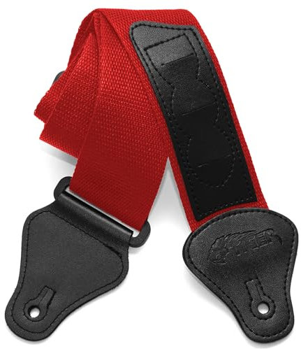 TIGER STP2-RD Nylon Gitarrengurt für Akustische, Klassische, Elektrische und Bassgitarren - Rot