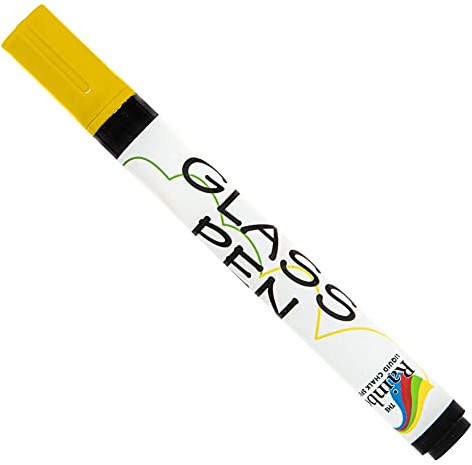 Glass Pen Window Marker: Liquid Chalk Pens for Glass, Whiteboard Markers with Washable Paint - Graduation, Car Windows, Mirror Pen, Storefront, Wedding, Parade, Party & Holiday (Yellow, Fine Tip)