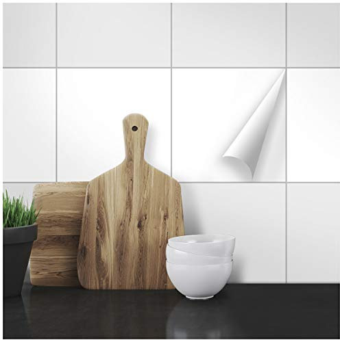 WANDKINGS Fliesenaufkleber 30 x 30 cm, 20 Stück - WEIß SEIDENMATT