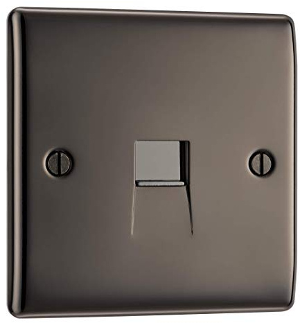 Nexus Metal Telephone Socket, Master 1 Gang, Screw Connection - Black Nickel