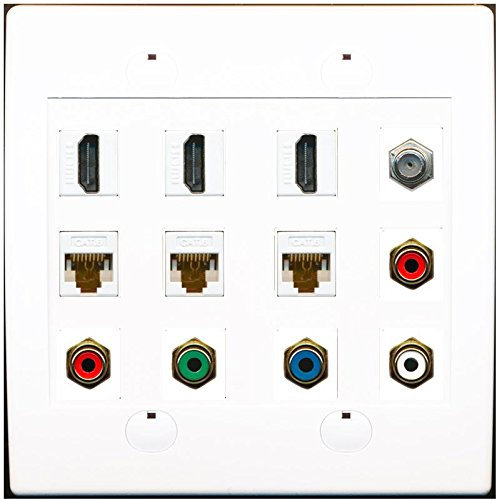 RiteAV 3 HDMI 3 CAT6 5 x RCA componente RGB estéreo Cable Coaxial TV Placa De Pared Blanco