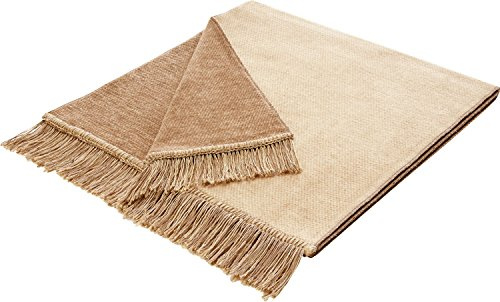 Bocasa Biederlack Sofaschoner Cotton Cover aus Baumwolle, Salt & Pepper Beige, 100x200 cm