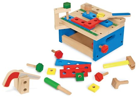 Melissa & Doug- Classic Toy Banco di Lavoro in Legno con Martello E Sega, Multicolore, 9386