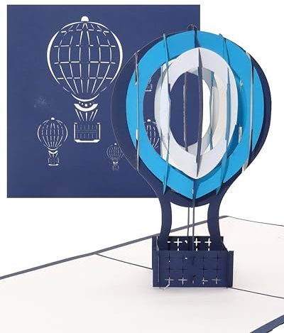 Pop Up Karte Heißluftballonfahrt - 3D Ballonflugkarten zu Hochzeit & Geburtstag - Ballonkarten als Geburtstagskarte, Hochzeitskarte, Geschenk & Geschenkverpackung, Glückwunschkarte & Gutschein
