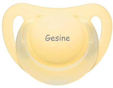 Namensschnuller - NUK Starlight Schnuller mit Namen - Silikon Größe 1 - gelb