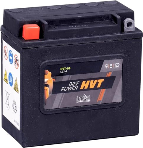 intAct - HVT-09 MOTORRADBATTERIE - Motorrad Batterie perfekt für Harley Davidson & andere hubraumstarke 2-Zylinder. Bike Power HVT-09, CB7-A, 66006-70, 12V Batterie, 8 AH, 170 A. 137x76x134mm