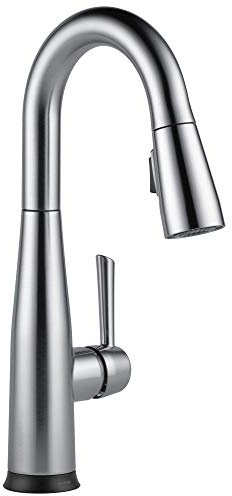 Delta Faucet Essa Touch Bar Faucet Brushed Nickel, Bar Sink Faucet Single Hole, Wet Bar Faucets with Pull Down Sprayer, Prep Sink Faucet, Delta Touch2O Technology, Arctic Stainless 9913T-AR-DST