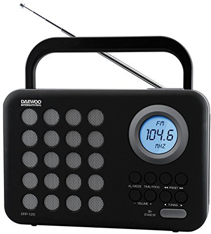 Daewoo Radio Digital DRP-120 | Radio Portátil Digital | Radio con Conector USB y SD | Altavoz Frontal | 50 Presintonias | Función Sleep | Color Negro y Gris
