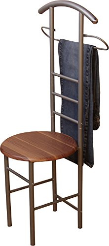 iovivo Herrendiener aus Stahlrohr mit rundem Sitz, 53x47x118 cm alu/nussbaum