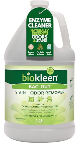 Biokleen Bac-Out Enzyme Cleaner and Stain & Odor Remover for Pet Stains, Laundry, Diapers, Wine, Carpets, & More, Eco-Friendly, Non-Toxic, Lime Scent, 128 Ounces