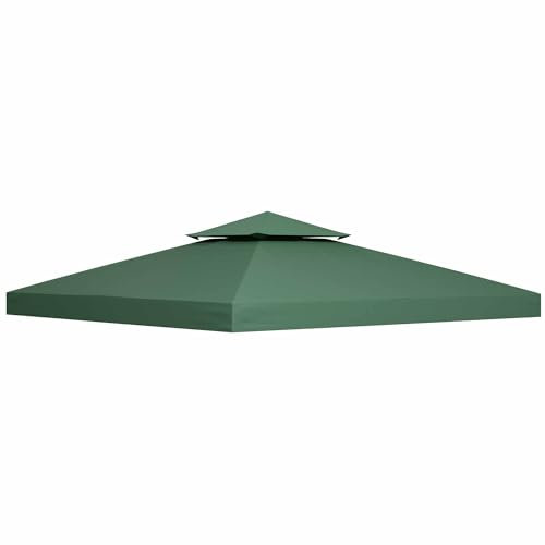 HOMCOM Toile de Rechange pour pavillon tonnelle Tente 3 x 3 m Vert foncé