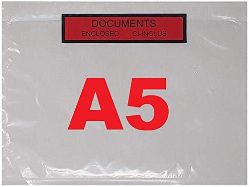 100 a 10 000 pochettes porte document format A5 adhésives transparente imprimée documents ci-inclus et documents Enclosed autocollante C5 225 x 165 mm pour colis paquets petite palette REF UGPAI3-500