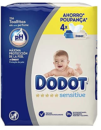 Dodot Sensitive Baby Wipes - Pack of 4 x 56 Wipes - Total: 224 Wipes