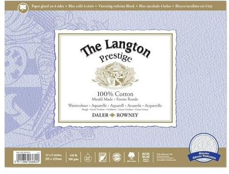 Daler-Rowney Langton Prestige Aquarellpapier mit rauer Oberfläche, 30,5 x 22,9 cm