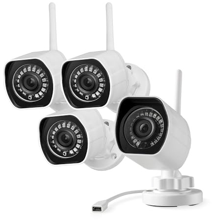 Zmodo Outdoor Security Cameras Wifi - 1080p Full HD Surveillance Cameras for Home Security with Night Vision, IP 66 Weatherproof, Plug-In, Motion Detection, 4 Pack