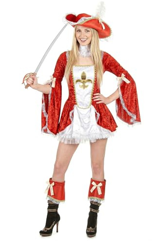 DEGUISE TOI Edles Musketier Damenkostüm Soldatin weiss-rot-gold