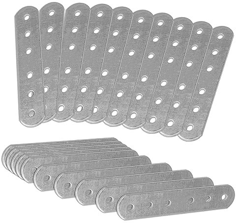 OMIDEAS 20 x Plaques d'assemblage perforée plates (100 x 16 x 1.5) Plaques de raccord, Plaques de connexion, Supports de Fixation Droits Plats Métalliques, en acier galvanisé