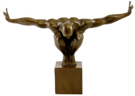 Kunst & Ambiente - Moderne Bronzefigur - Der Athlet - signiert Milo - Echte Bronze Figur - Sport Skulptur - Turnerfigur