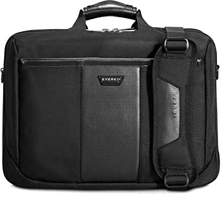 Everki Versa Business-Laptoptasche 25 L für 17,3 Zoll – Premium-Aktentasche für Berufstätige mit Laptop- und Tabletfach, Ledergriffen und wasserabweisendem ballistischem Nylon – schwarz | Ballistisches Nylon mit Lederakzenten, Aktentrenner, wasserabweisendes Äußeres, organisiertes Tragen