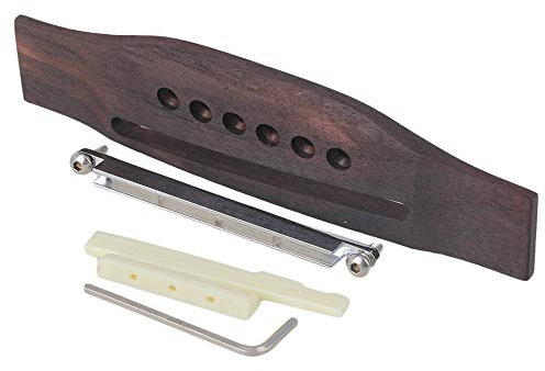 Yibuy Set mit 6 Saiten Akustik Gitarre Palisander Steg & Sattelmuttern & Verstellbarer Schaft