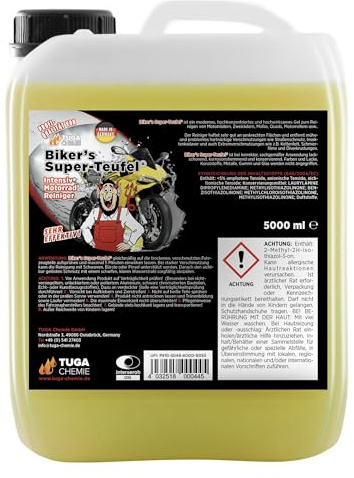 TUGA Chemie Biker's Super Teufel Motorrad- & Fahrradreiniger, 5 L Kanister | Kraftvoller Aktiv-Gel Reiniger für Felgen, Rahmen & Lack – Entfernt Schmutz, Öle & Bremsstaub - 5L Kanister - Made in Germany
