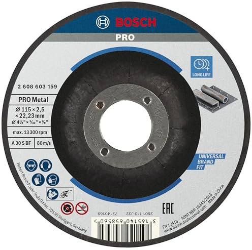 Bosch Professional 1x Disco de Corte Acodado Standard for Metal (para Metal, Ø 115 x 2.5 mm, Accesorios Amoladora)