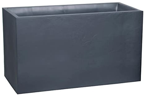 EDA - Muret Volcania 116 L - Décor Imitation Pierre - Double Paroi - Zone de Rétention d'eau - 99,5 x 39,5 x 60 cm - Gris Anthracite