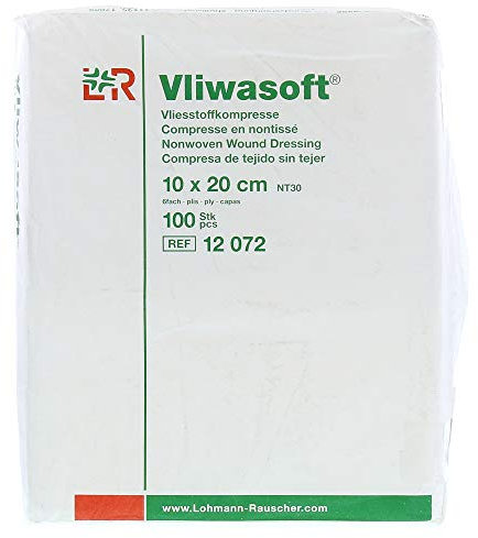Vliwasoft 12070 Verbände, unsteril, 4-lagig 10 cm x 20 cm (100-er pack)