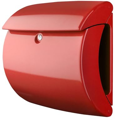 BURG-WÄCHTER Briefkasten mit integriertem Zeitungsfach, Klavierlack Optik, A4 Einwurf-Format, EU Norm EN 13724, Piano 886 R, Rot