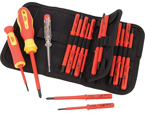 Precise Engineered Draper SX-05776 Expert 18 Piece VDE Insulated Interchangeable Blade Screwdriver Set Phillips/Pozi/Slotted/Torx [Multi Set] - w/3yr Rescu3® Warranty