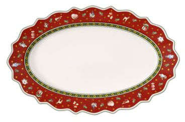 Villeroy und Boch Toy's Delight Ovale Servierplatte, Premium Porzellan, Rot