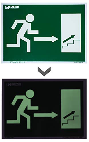 Cartel/Señal Fluorescente Salida Escalera Derecha Arriba 21x30 cm.