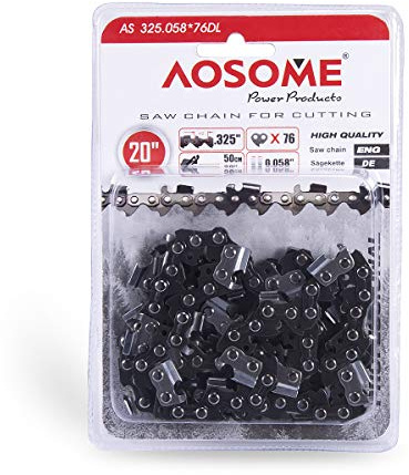 AOSOME 0,325 Cadena para Motosierra - 20 Pulgadas 76 Eslabones - para 50cm Espadas Motosierras Gasolina