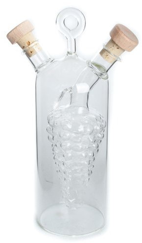 Parmy Flacon double en verre pour huile et vinaigre Motif grappe de raisin