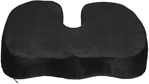 Deluxe Comfort Coccyx Orthopedic Gel Enhanced Comfort Foam – Sciatica Relief – Tailbone Support – Great for Car or Office – Seat Cushion, Black