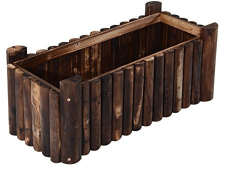 Outsunny Raised Flower Bed Display Garden Natural Wooden Rectangle Planter Outdoor Vegetable Pot Herb Container Box w/ 4 Feet (78L x 35W x 30H (cm))