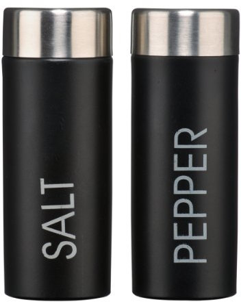 Premier Housewares Liberty - Juego de salero y pimentero, 4 x 4 x 11 cm, Acero Inoxidable esmaltado, Color Negro