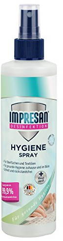 Impresan Hygiene-Spray: Desinfektionsspray für Oberflächen und Textilien - Desinfektions-Pumpspray - 1 x 250ml