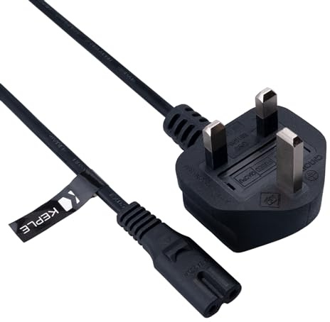 UK Mains Power Lead, Fig 8 TV Cable Compatible with Samsung, LG, Sony, TCL, Hisense, Sky Box, 2 m Long C7 Figure-8 2-Pin Connector to 3-Pin UK Wall Plug (2m / 6ft)