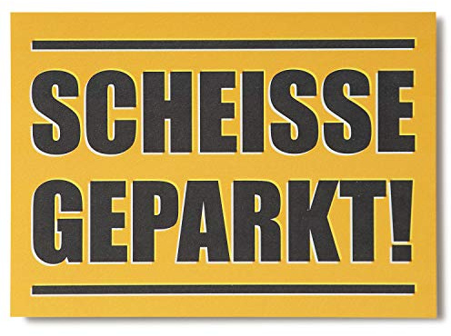easydruck24de 2x 50 Blatt Haftnotizen Scheiße geparkt! gelb DIN A7 - dv603 | Verwarnung für Falschparker, haftklebend, leicht ablösbar, witterungsbeständig