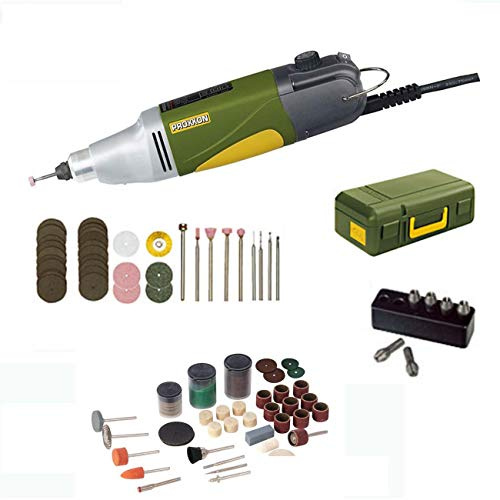 PROXXON MICROMOT Industrie-Bohrschleifer IBS/E Set mit elektronischer Drehzahlregelung und kugelgelagerter Spindel - inklusive 34 PROXXON Einsatzwerkzeuge, 6-tlg. PROXXON Spannzangensatz, Koffer und 105-tlg. SILVERLINE Zubehörset