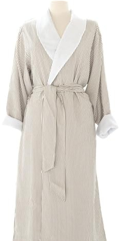 Telegraph Hill Double Layer Bathrobe - Size X-Large - Taupe - Unisex Seersucker Bathrobe for Sauna, Gym, & Home