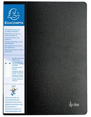 Exacompta - Réf. 88801E - 1 Protège-documents avec porte étiquette 3 faces Up Line - 80 pochettes - 160 vues - pour A4 - dimensions 24 x 32 cm - couverture en polypro rigide opaque - couleur noir